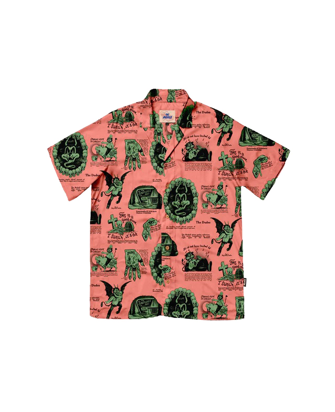 The Dudes Beelzebud Pink Green Hawaiian Shirt
